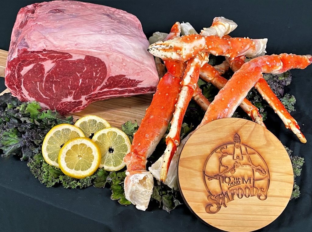USDA Choice BoneIn Prime Rib & Red King Crab Legs 10th & M Seafoods